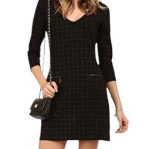 Sanctuary Essential Windowpane Grid Print  Dress, Size M